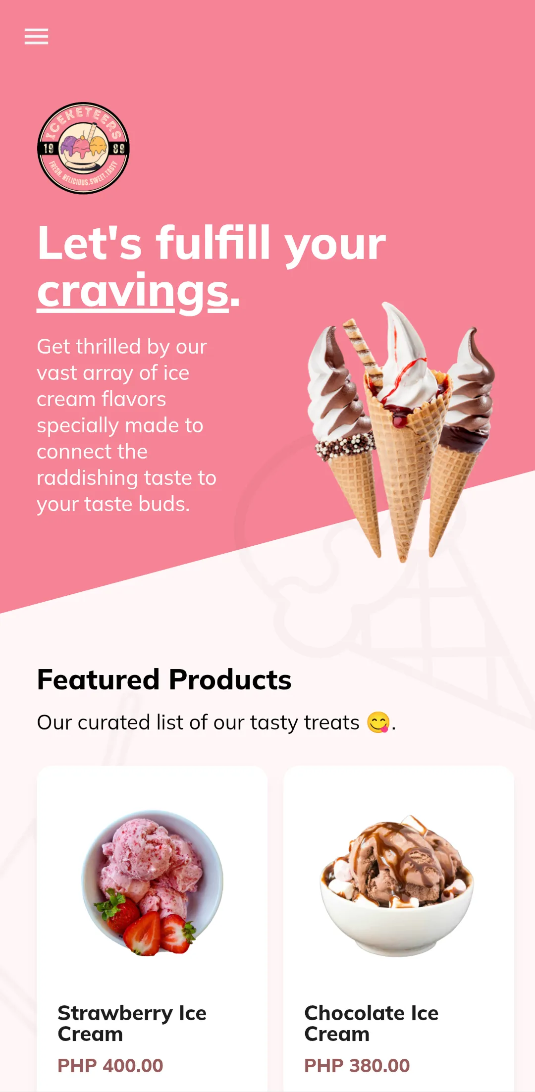 Main homepage screen