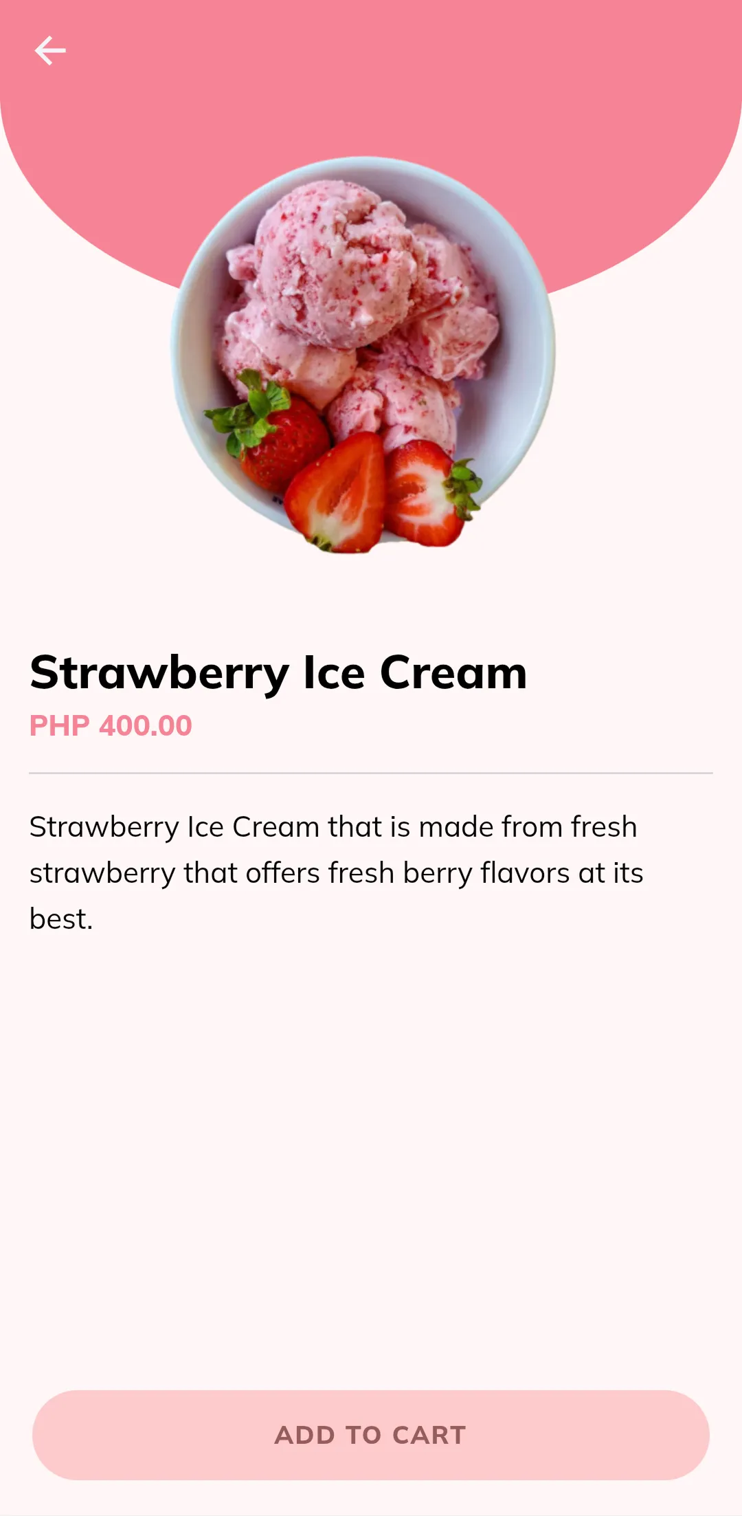 Product information screen